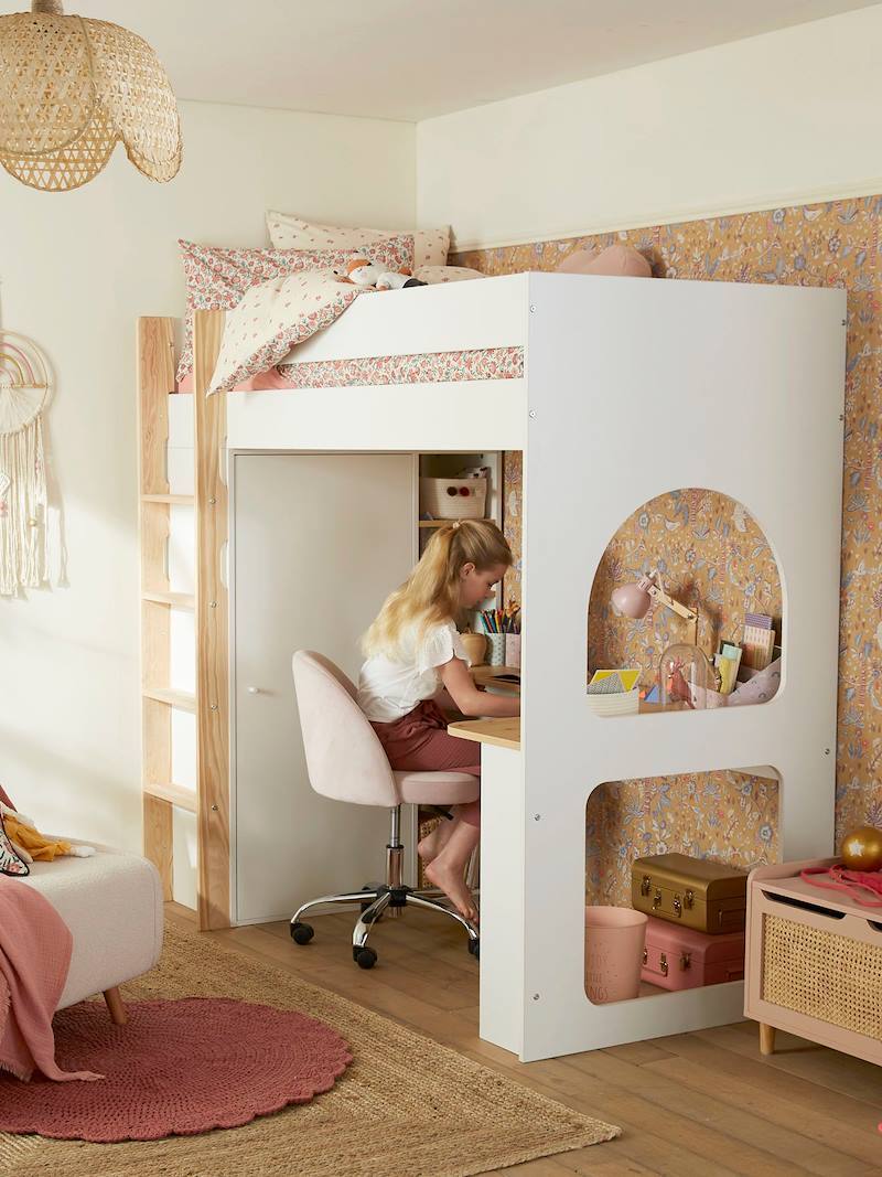 lit mezzanine avec bureau et rangement enfant ado