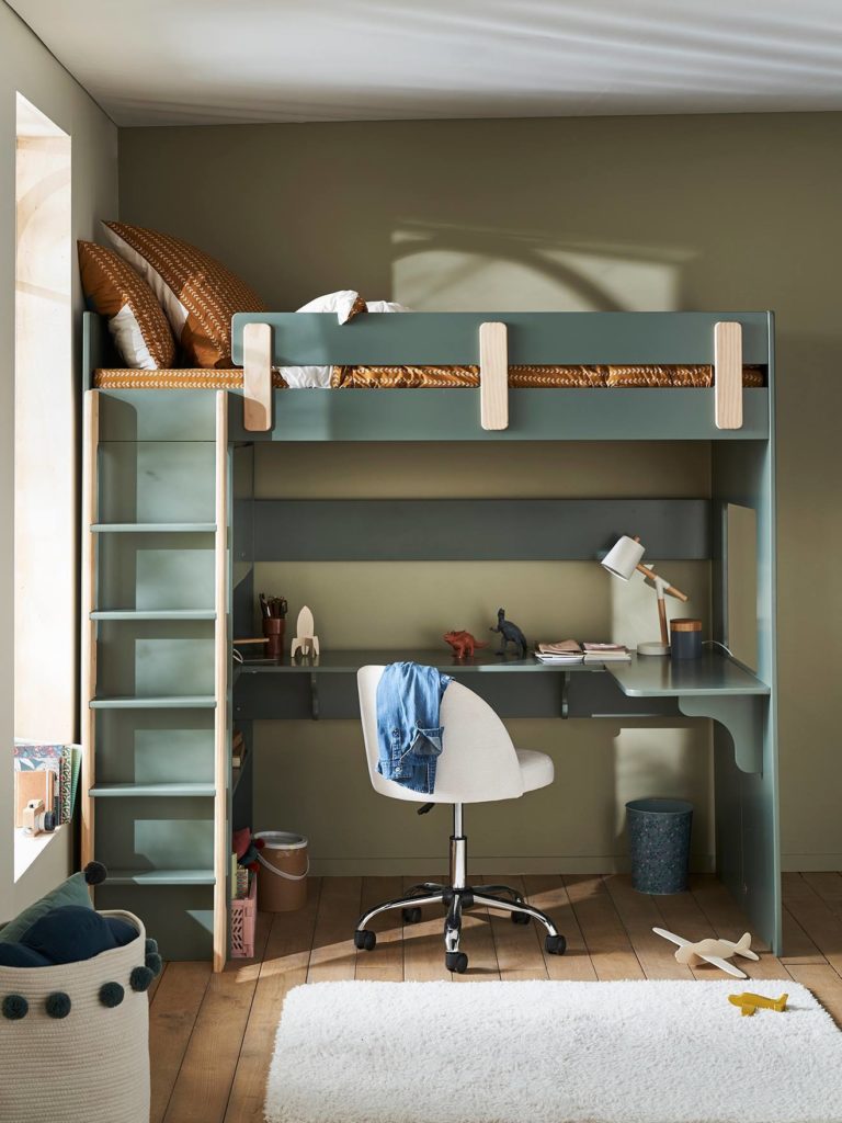lit mezzanine avec bureau et rangement ligne everest