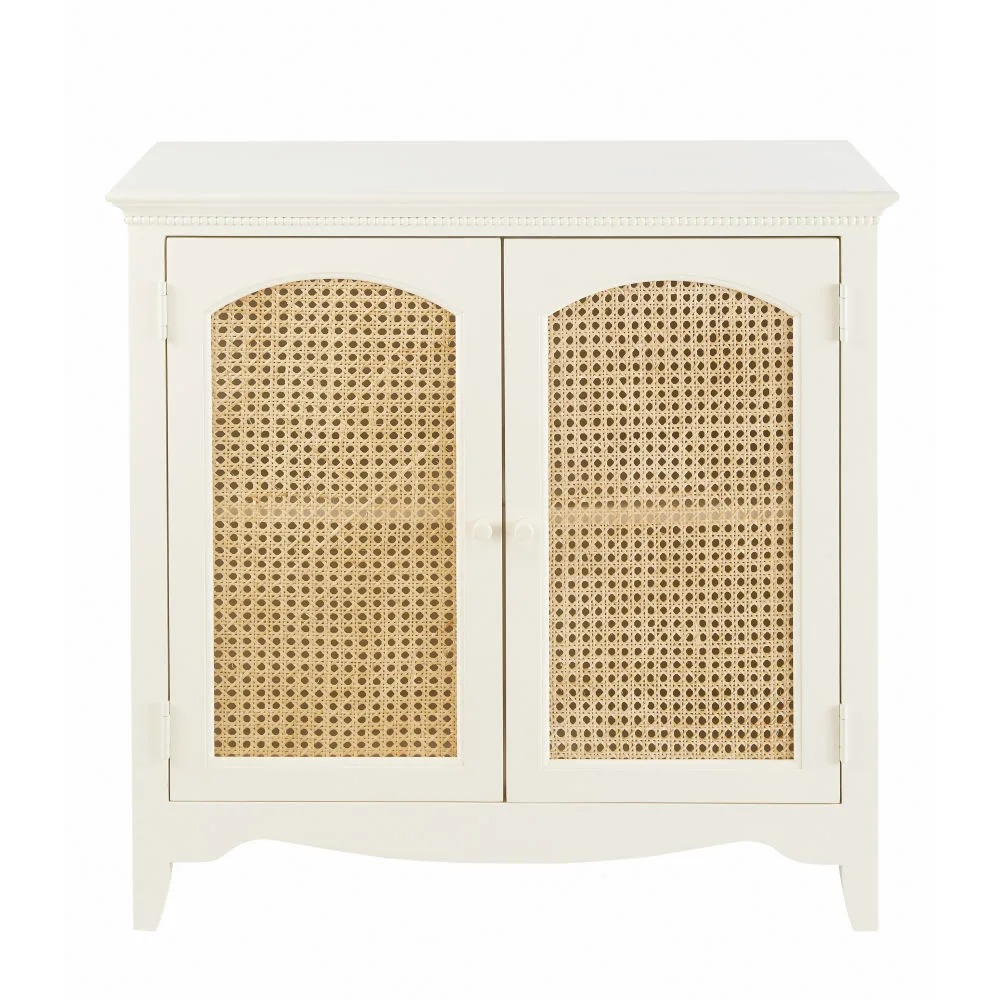 buffet enfilade portes en cannage blanc casse