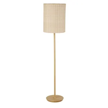 lampadaire en bois d hevea abat jour en rotin h