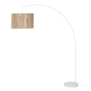 lampadaire en metal blanc abat jour en jute h