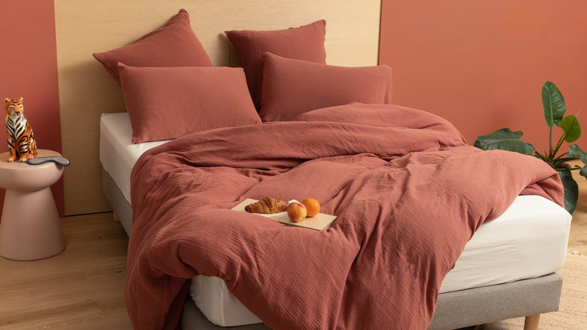 Housse de couette en gaze de coton, en lin, en coton bio