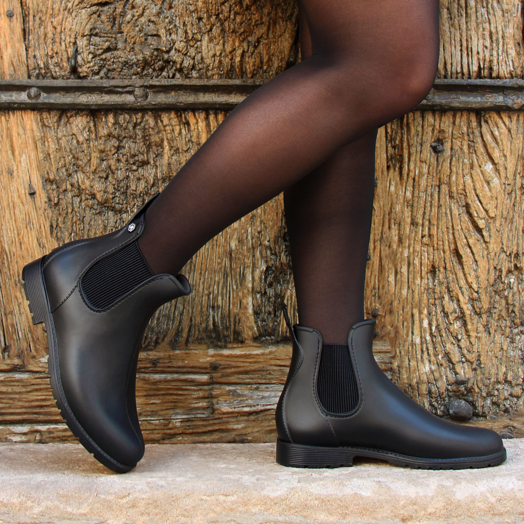 bottines pluie caoutchouc noir e