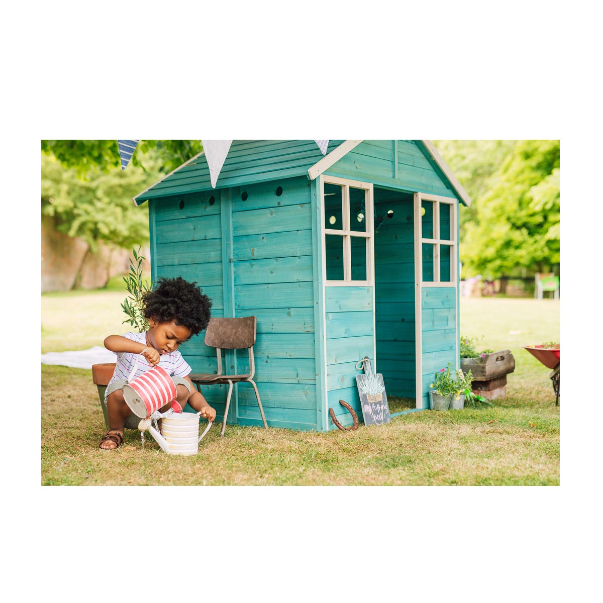 maisonnette bois enfant bleue