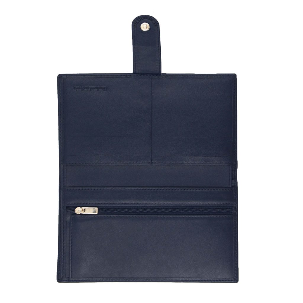 portefeuille porte chequier bleu femme