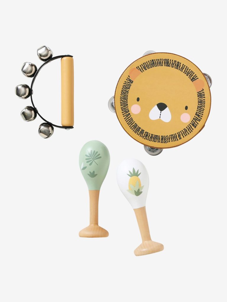 set instruments maracas tambourin grelots en bois fsc