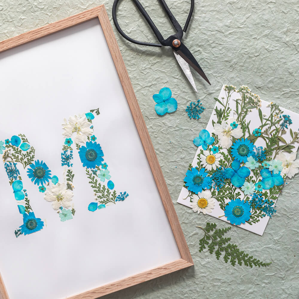 cadeau herbier bleu abecedaire diy