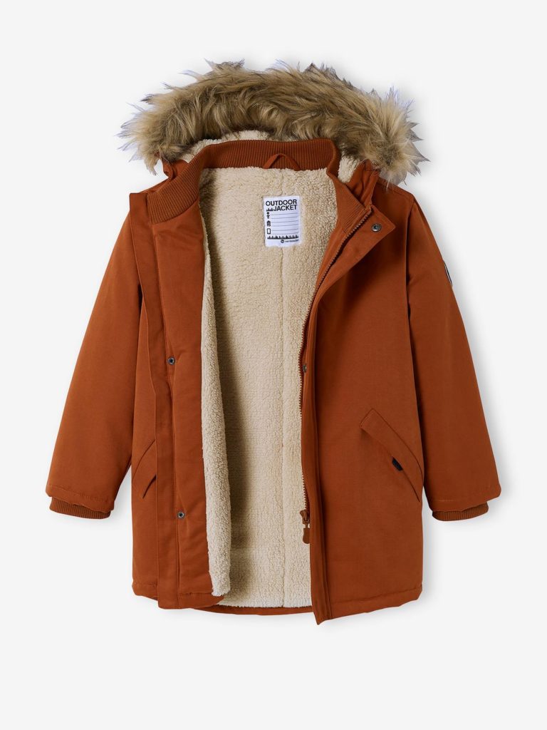 parka a capuche doublee sherpa garcon camel