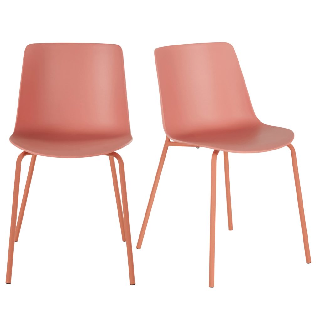 chaises en polypropylene et metal orange abricot x