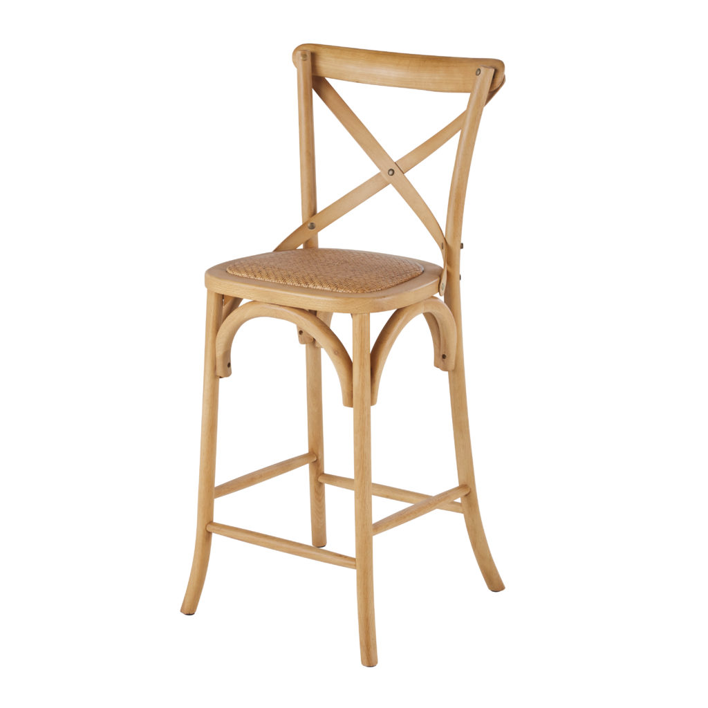 chaise pour ilot central en bois de frene et rotin h