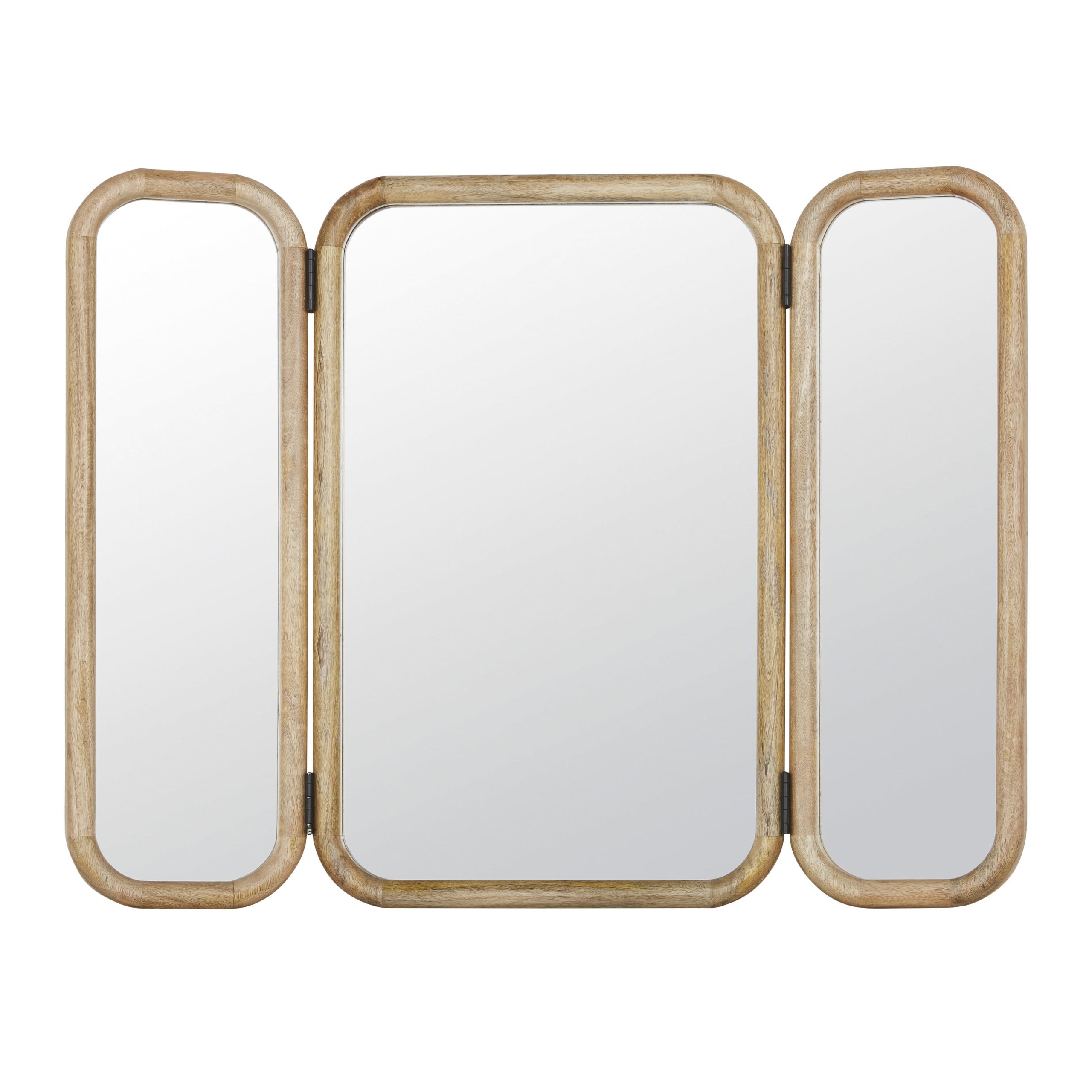 miroir triptyque rectangulaire en bois de manguier x