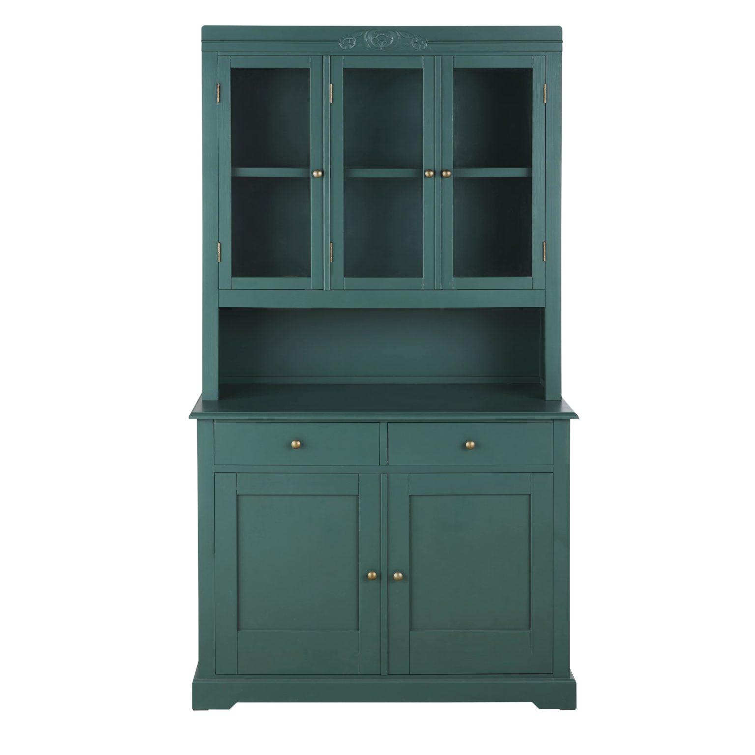 Vaisselier 2 portes 2 tiroirs effet chêne, piétement gris anthracite 92