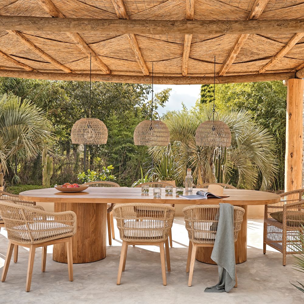 table de jardin ovale en bois de teck personnes l