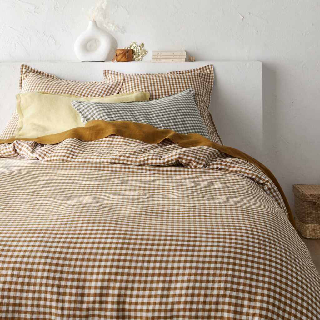 housse couette vichy caramel lit