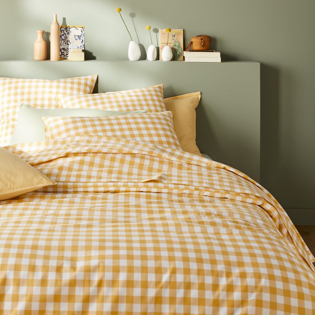 housse couette vichy jaune