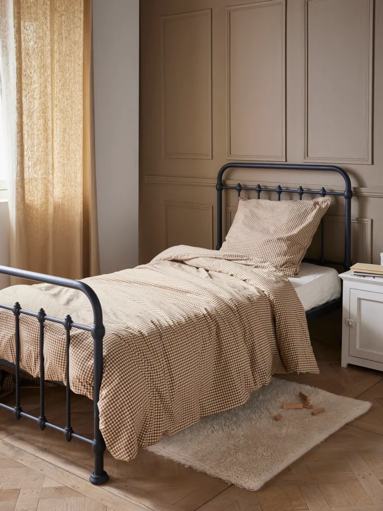 housse couette vichy marron