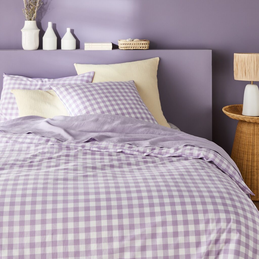 housse couette vichy violet