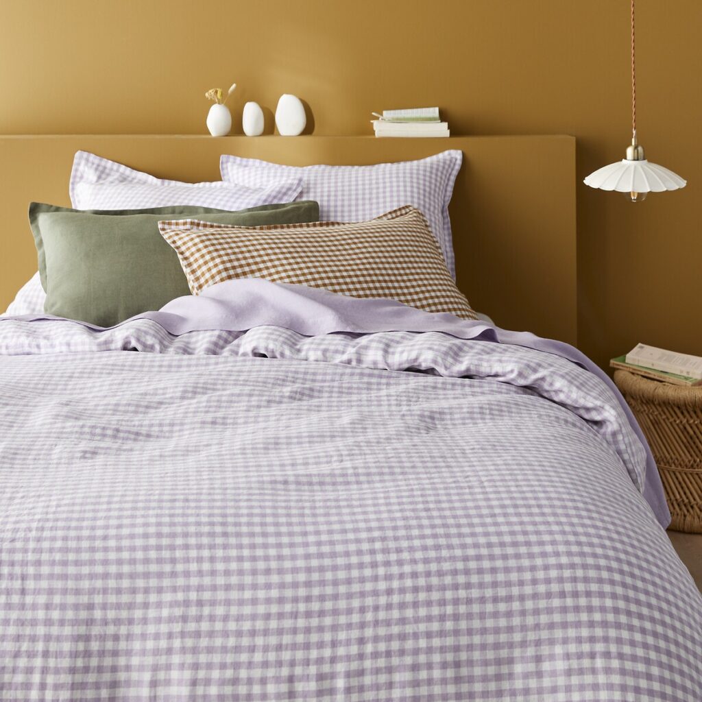 housse couette vichy violet lit