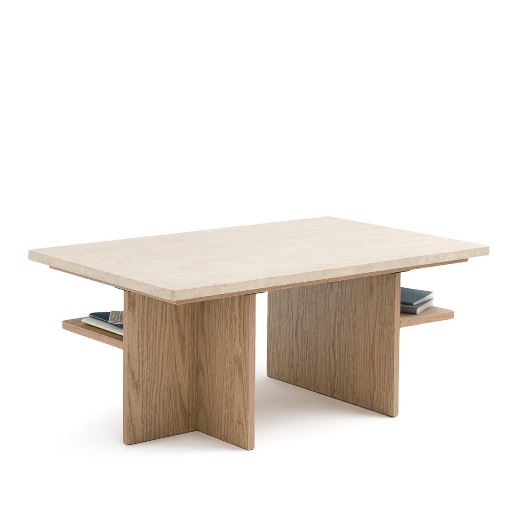 table basse travertin rangement