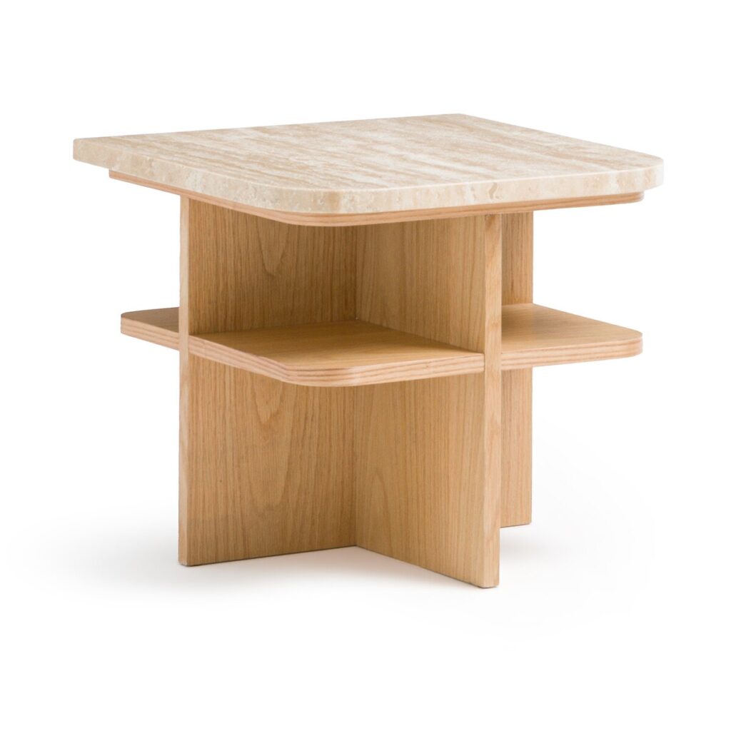 table chevet travertin bois