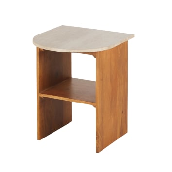 table de chevet vintage en travertin