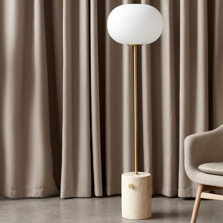 travertin lampadaire verre