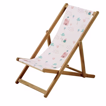 chilienne enfant en acacia et toile recyclee rose imprimee