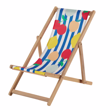 chilienne enfant en bois d acacia et toile en polyester recycle imprime fruits multicolores