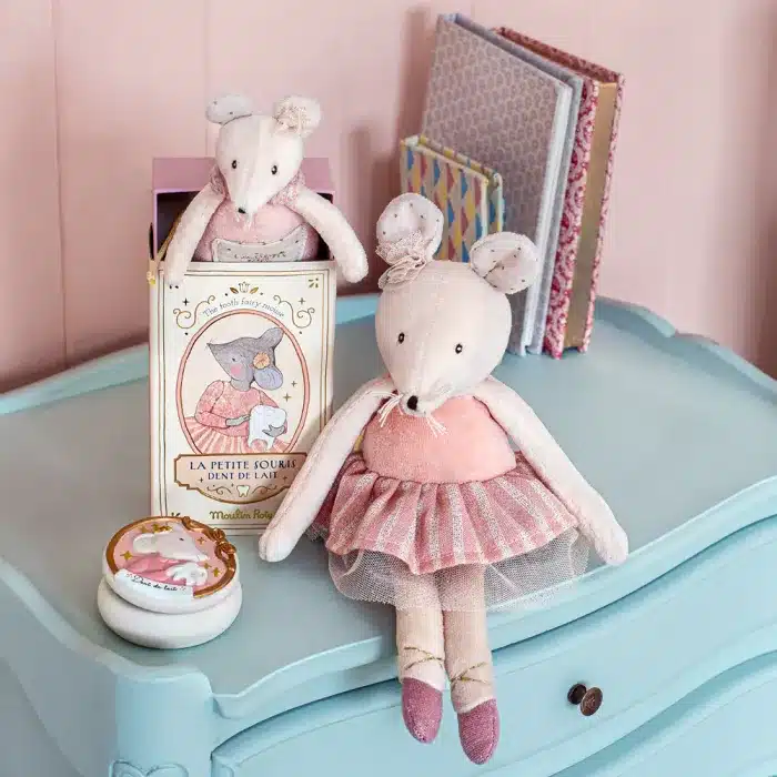 peluche souris rose moulinroty