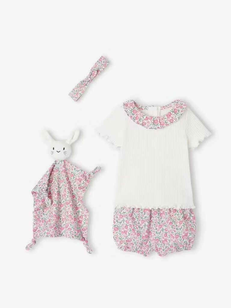 coffret cadeau ensemble bebe t shirt bloomer bandeau doudou