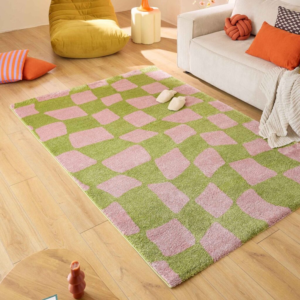 tapis lilas pistache