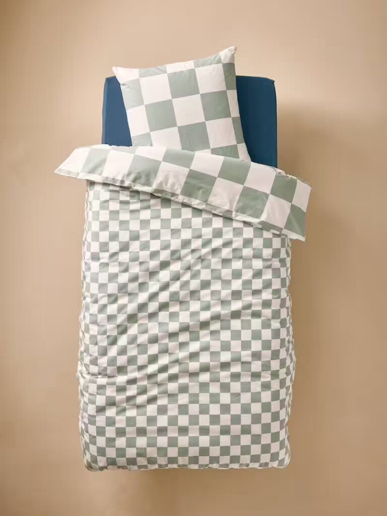 parure housse de couette taie doreiller enfant damier freestyle avec coton recycle