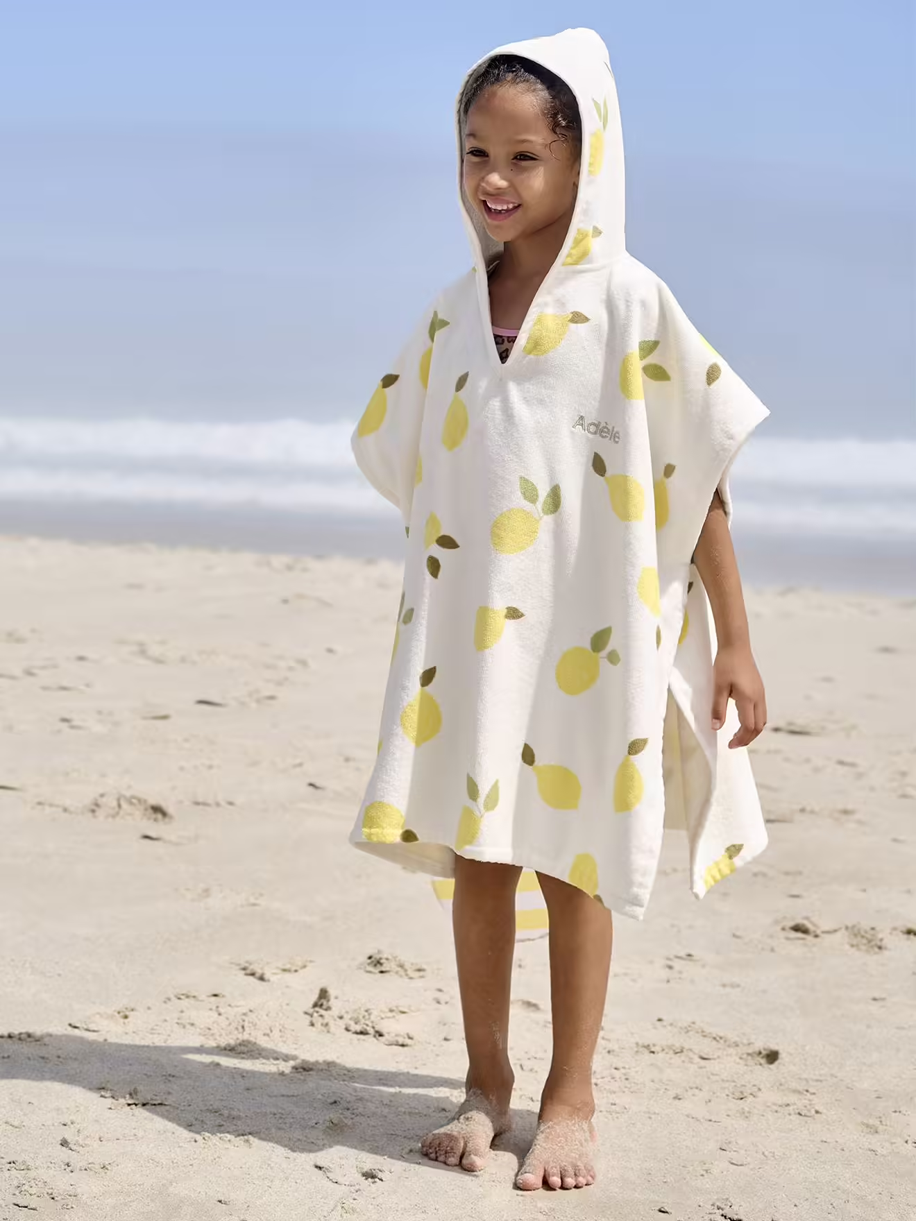 poncho de bain plage enfant personnalisable avec coton recycle