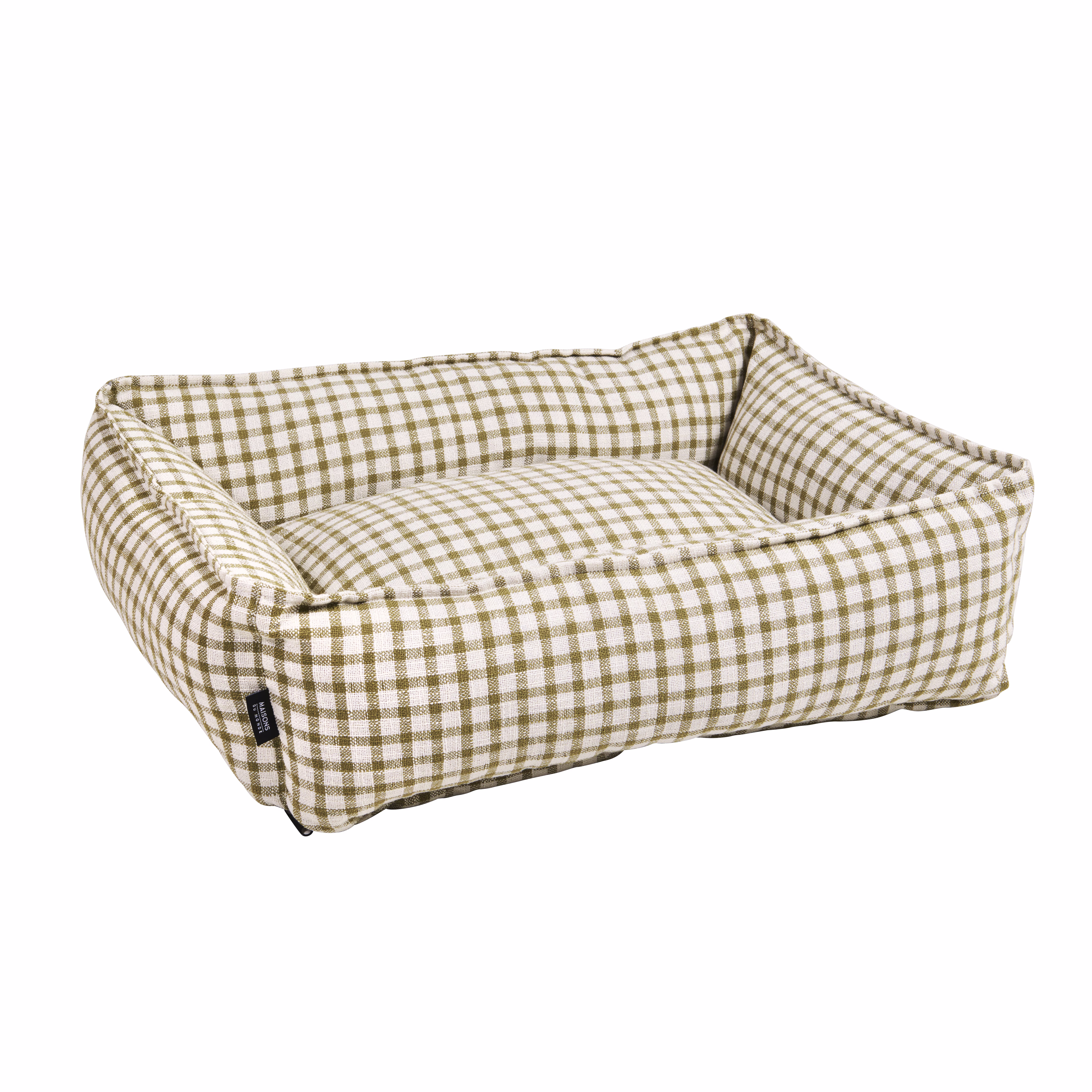 panier pour chien et chat motif vichy vert kaki