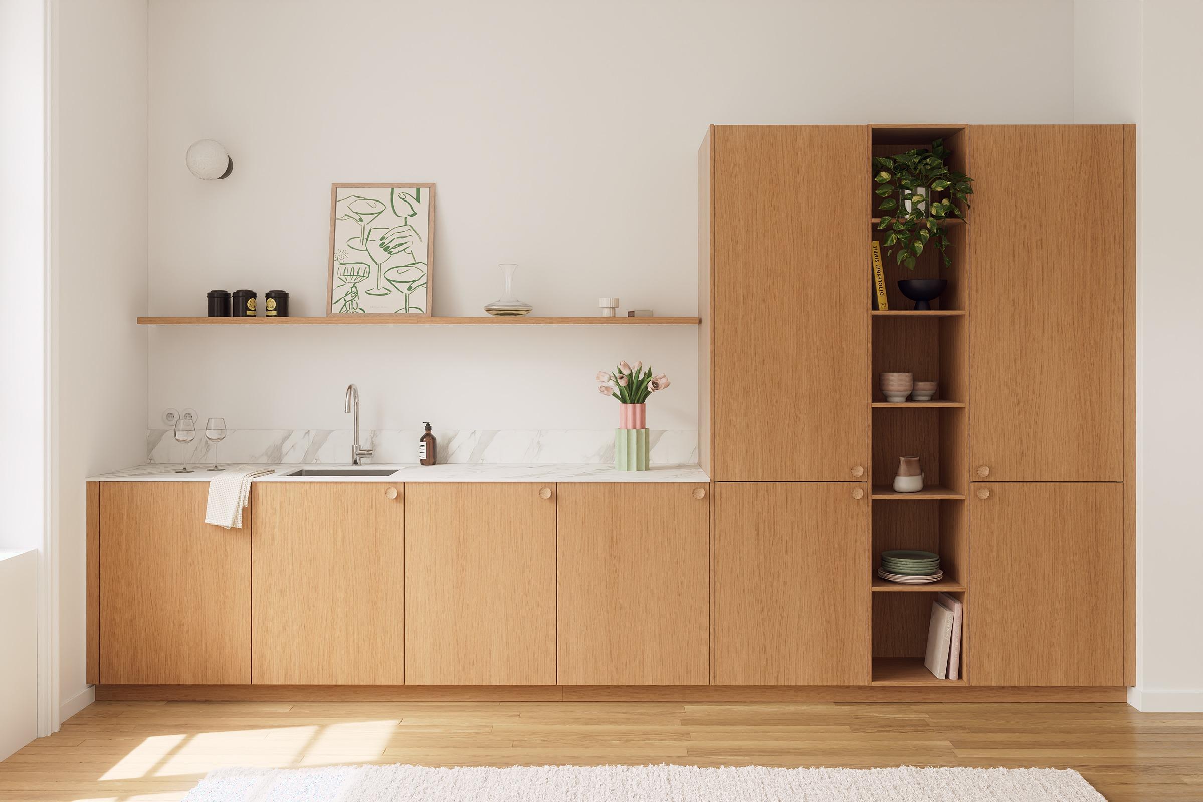 cuisine bois chene ikea facades plum