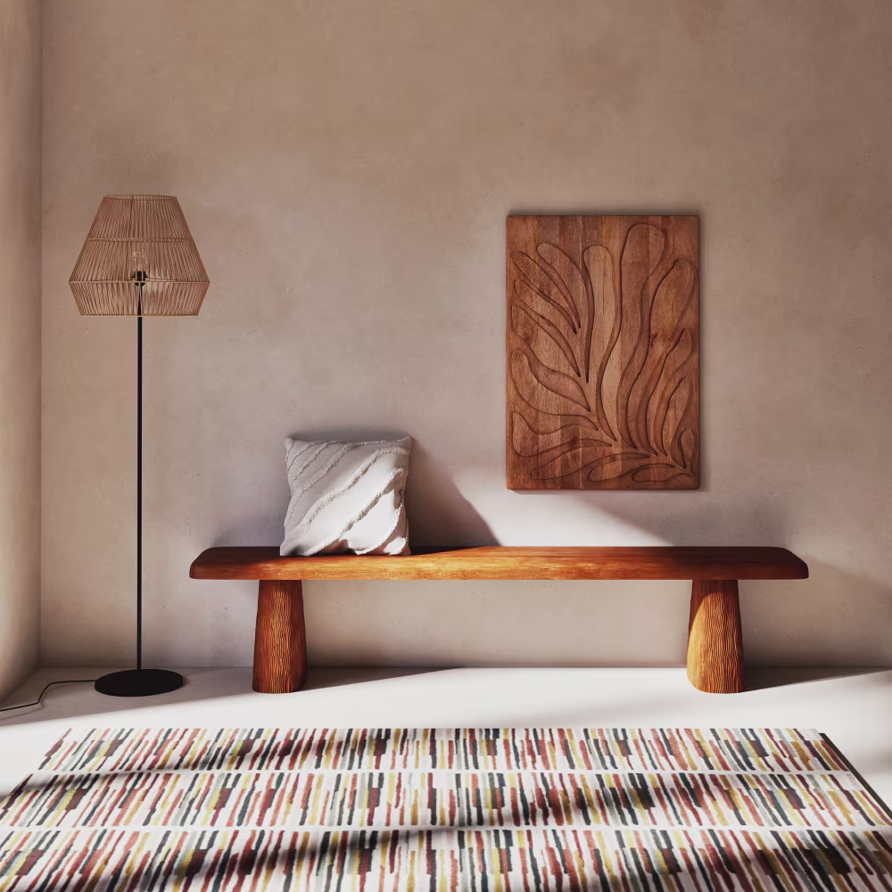 lampadaire metal noir et abat jour en jute tresse h