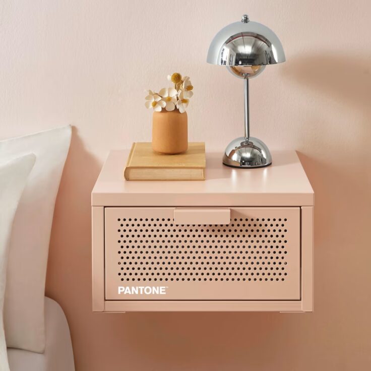 table de chevet murale metal rose blush cm