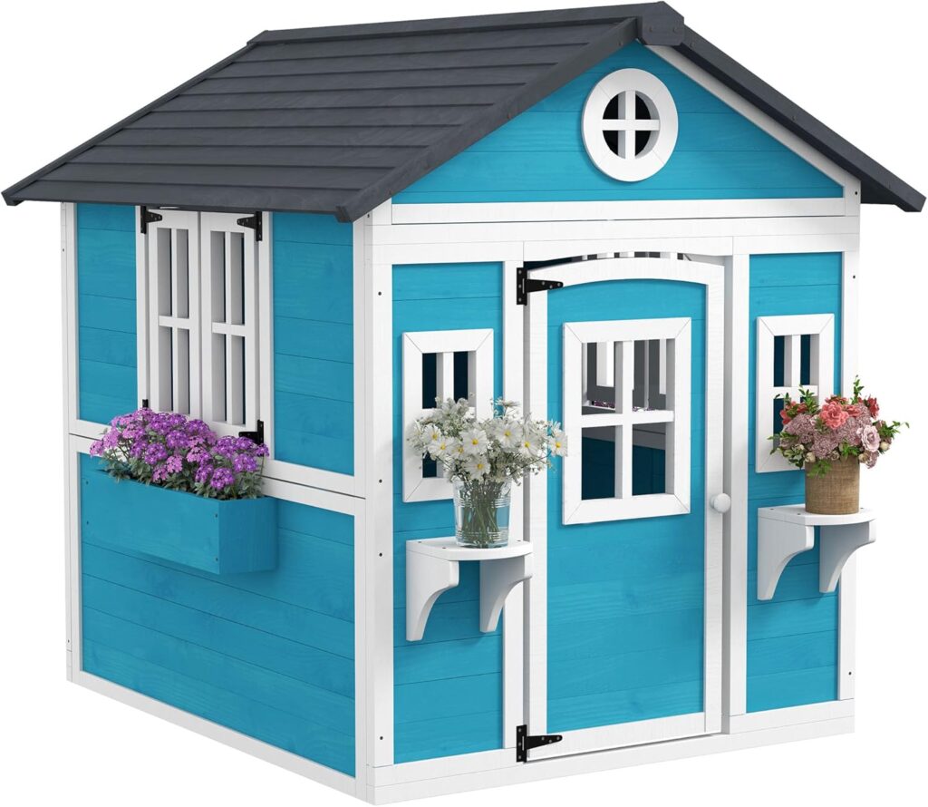 cabane jardin bois enfant bleu pas cher