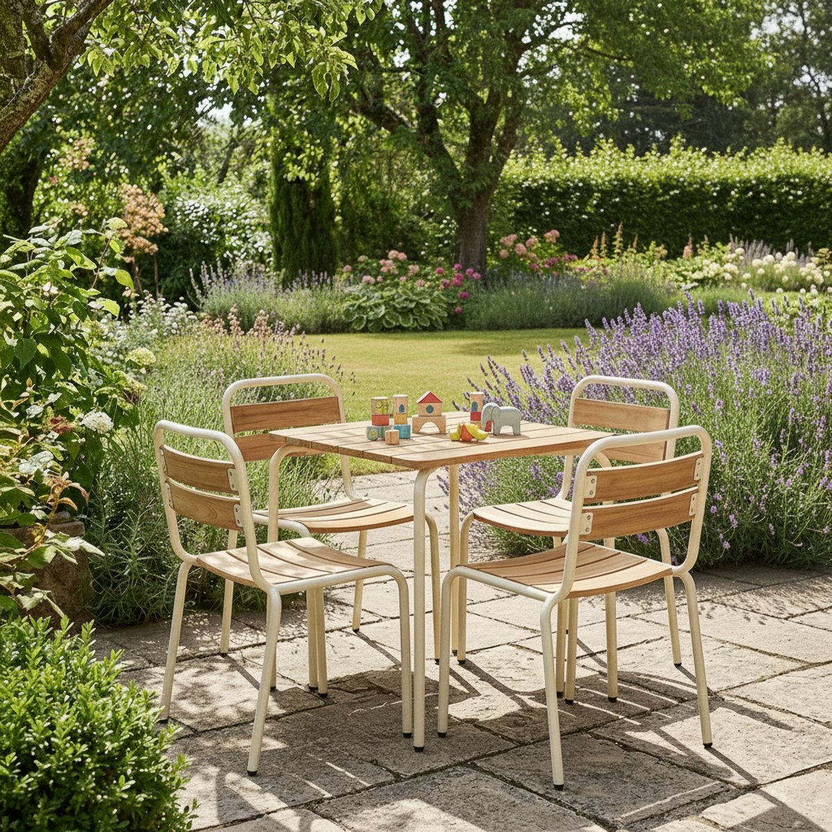 mini table jardin chaises enfant bois metal